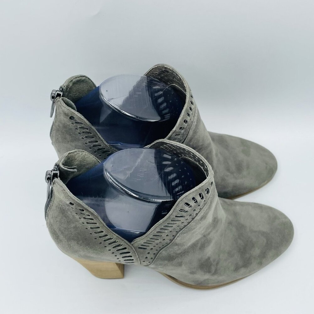 Vince Camuto Boots Womens Size 8 Gray Suede Leather Zip Ankle Heel Booties - Picture 3 of 11